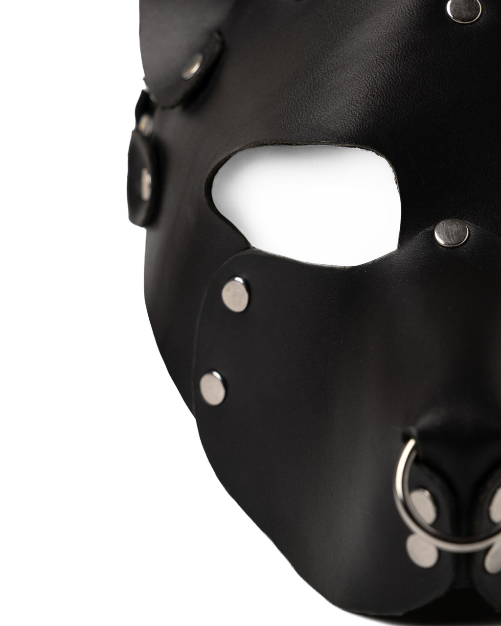 BLACK LEATHER MASK — HANDMADE