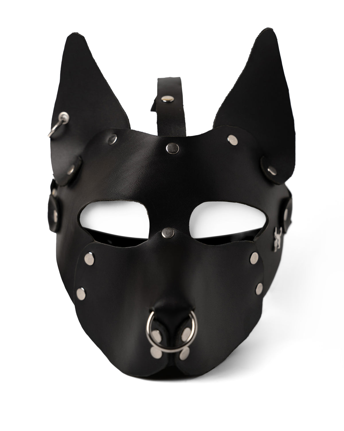 BLACK LEATHER MASK — HANDMADE