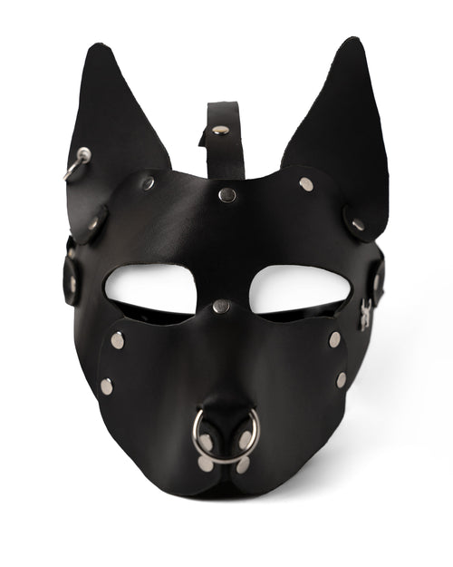 BLACK LEATHER MASK — HANDMADE