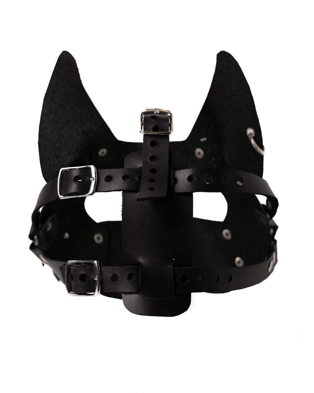 BLACK LEATHER MASK — HANDMADE
