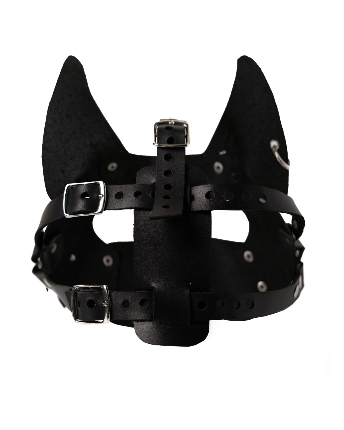 BLACK LEATHER MASK — HANDMADE