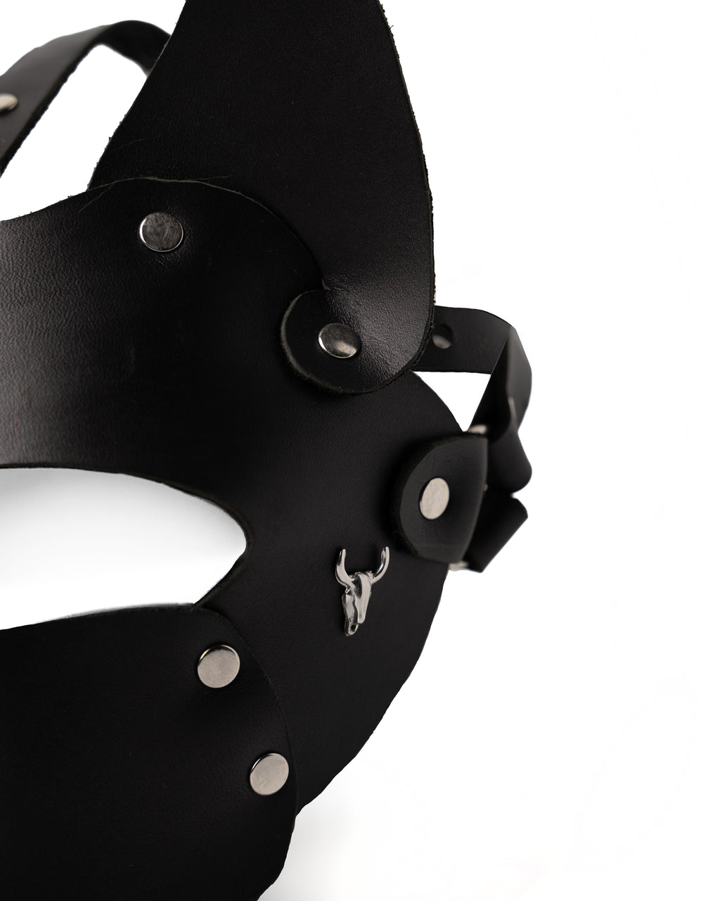 BLACK LEATHER MASK — HANDMADE