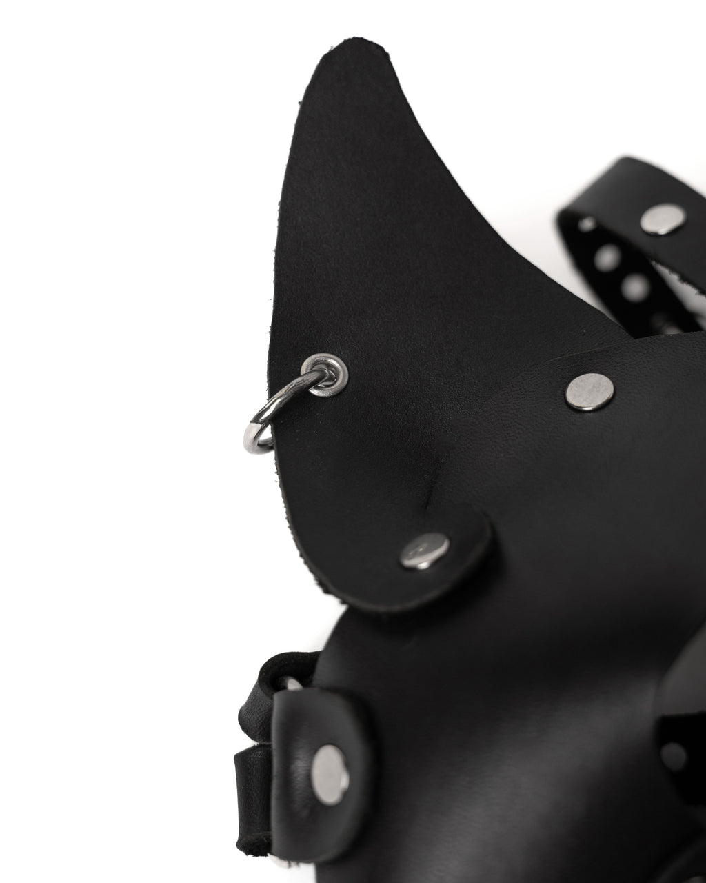 BLACK LEATHER MASK — HANDMADE